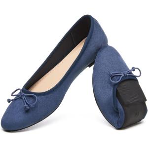 image:imageHEAWISH Womens Ballet Flats Shoes Black Poinet Toe Womens Flats Comfortable Suede Dressy Casual ShoesNavy