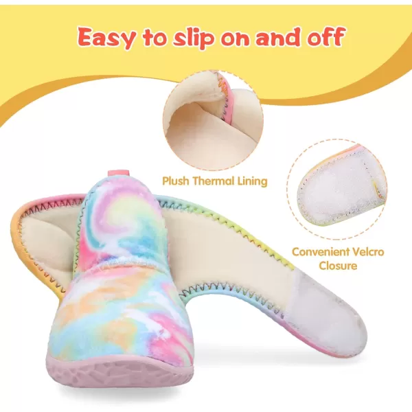 LeIsfIt Toddler Slippers Boys Girls House Slippers Kids Winter Boots Warm Lightweight House Shoes with Non-Slip Sole