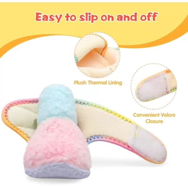 LeIsfIt Toddler Slippers Boys Girls House Slippers Kids Winter Boots Warm Lightweight House Shoes with Non-Slip Sole
