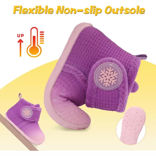 LeIsfIt Toddler Slippers Boys Girls House Slippers Kids Winter Boots Warm Lightweight House Shoes with Non-Slip Sole