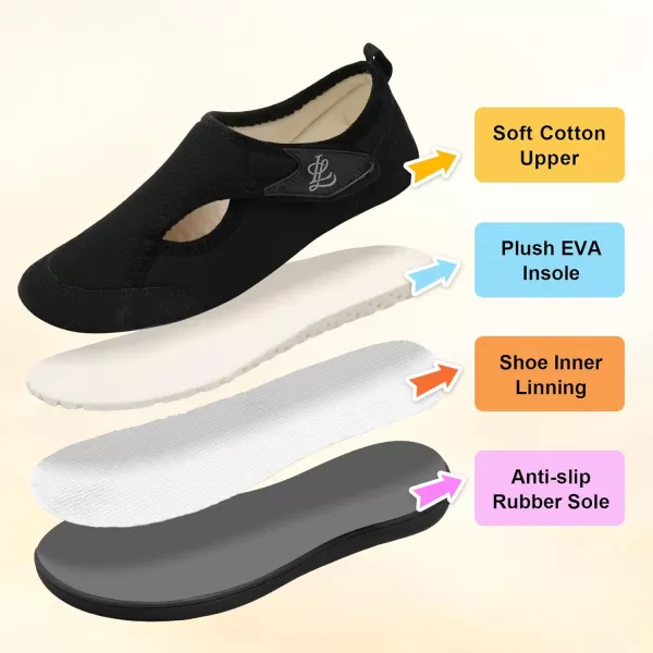 LeIsfIt Womens Slippers Wide Diabetic Shoes Adjustable Walking Shoes Arthritis Edema House Shoes Indoor Outdoor Slippers