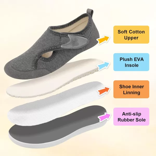 LeIsfIt Womens Slippers Wide Diabetic Shoes Adjustable Walking Shoes Arthritis Edema House Shoes Indoor Outdoor Slippers
