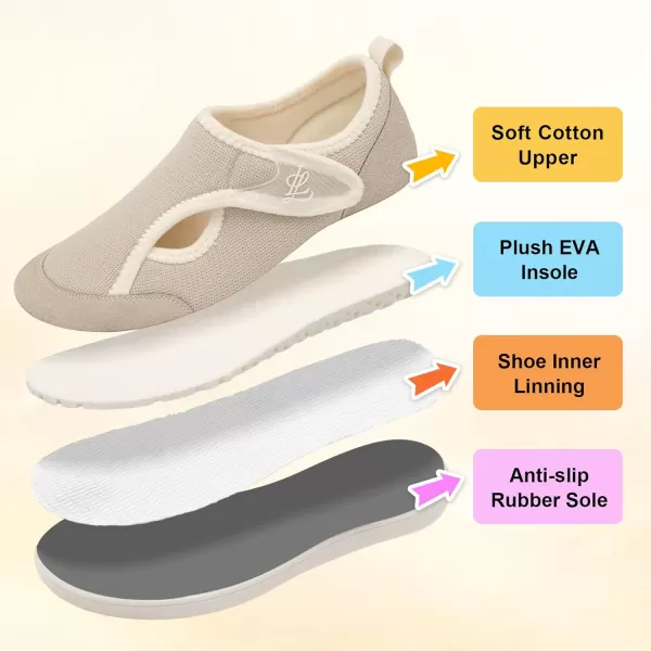 LeIsfIt Womens Slippers Wide Diabetic Shoes Adjustable Walking Shoes Arthritis Edema House Shoes Indoor Outdoor Slippers
