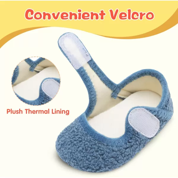 LeIsfIt Toddler Slippers Boys Girls Wide Slippers Adjustable House Shoes Baby Warm Winter Slippers Non-Slip Indoor Home Slipper Shoes