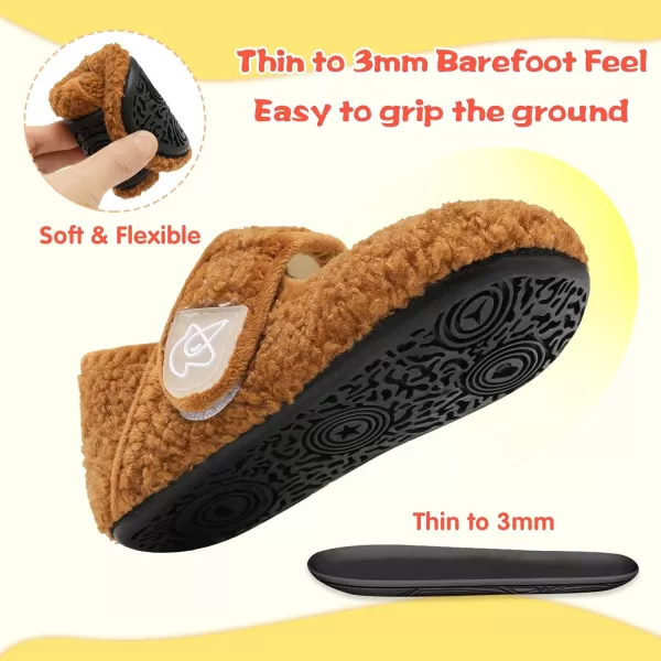 LeIsfIt Toddler Slippers Boys Girls Wide Slippers Adjustable House Shoes Baby Warm Winter Slippers Non-Slip Indoor Home Slipper Shoes