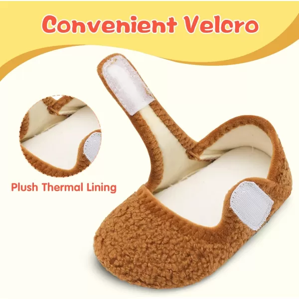LeIsfIt Toddler Slippers Boys Girls Wide Slippers Adjustable House Shoes Baby Warm Winter Slippers Non-Slip Indoor Home Slipper Shoes