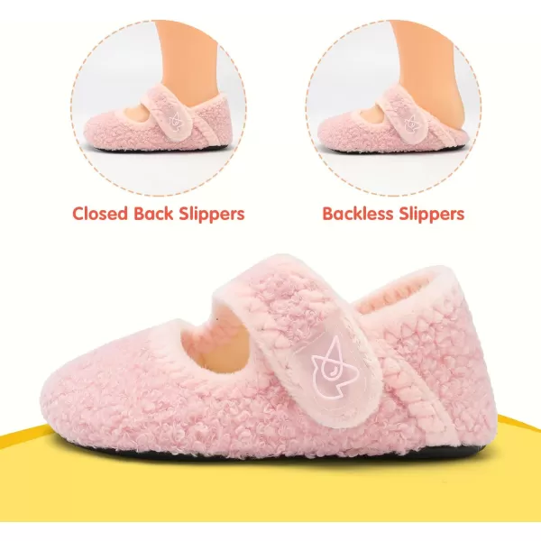 LeIsfIt Toddler Slippers Boys Girls Wide Slippers Adjustable House Shoes Baby Warm Winter Slippers Non-Slip Indoor Home Slipper Shoes