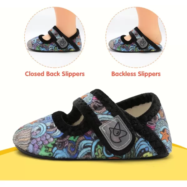 LeIsfIt Toddler Slippers Boys Girls Wide Slippers Adjustable House Shoes Baby Warm Winter Slippers Non-Slip Indoor Home Slipper Shoes