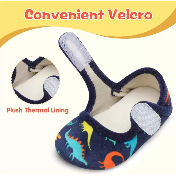 LeIsfIt Toddler Slippers Boys Girls Wide Slippers Adjustable House Shoes Baby Warm Winter Slippers Non-Slip Indoor Home Slipper Shoes