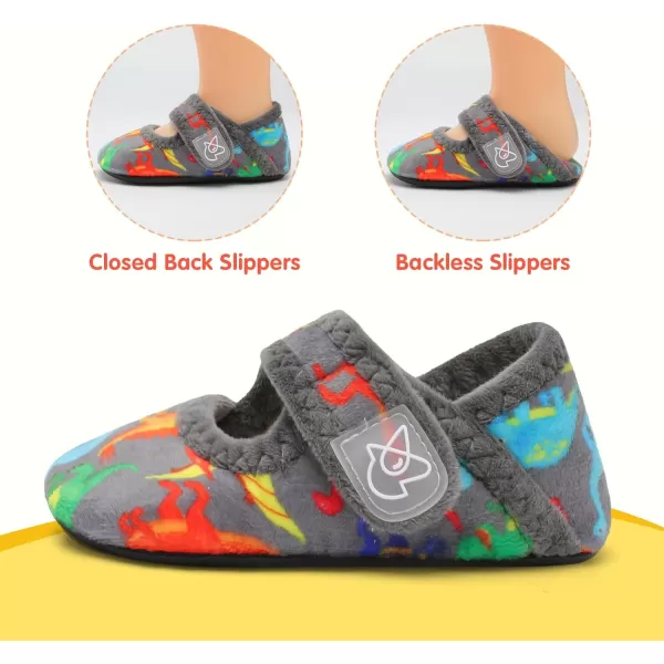 LeIsfIt Toddler Slippers Boys Girls Wide Slippers Adjustable House Shoes Baby Warm Winter Slippers Non-Slip Indoor Home Slipper Shoes
