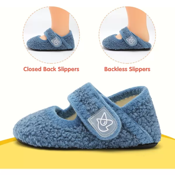 LeIsfIt Toddler Slippers Boys Girls Wide Slippers Adjustable House Shoes Baby Warm Winter Slippers Non-Slip Indoor Home Slipper Shoes