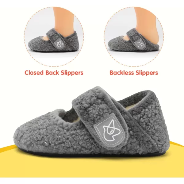 LeIsfIt Toddler Slippers Boys Girls Wide Slippers Adjustable House Shoes Baby Warm Winter Slippers Non-Slip Indoor Home Slipper Shoes
