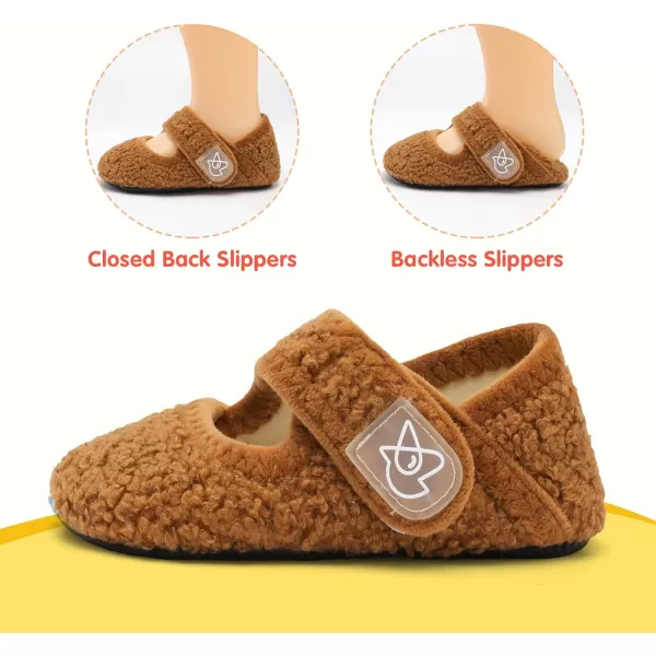 LeIsfIt Toddler Slippers Boys Girls Wide Slippers Adjustable House Shoes Baby Warm Winter Slippers Non-Slip Indoor Home Slipper Shoes