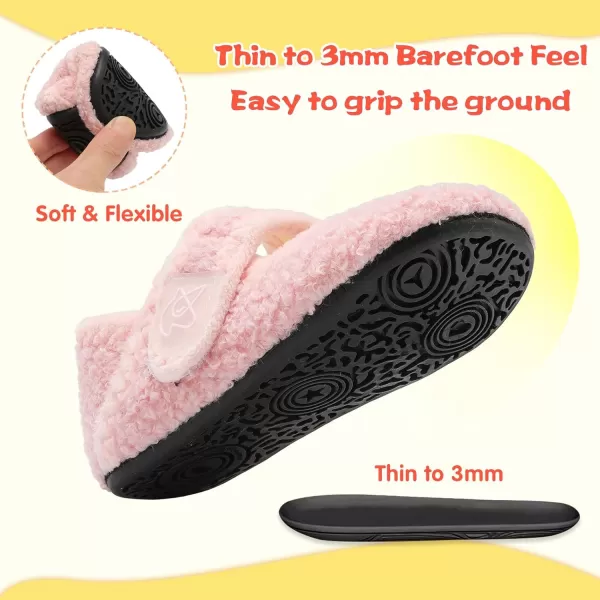 LeIsfIt Toddler Slippers Boys Girls Wide Slippers Adjustable House Shoes Baby Warm Winter Slippers Non-Slip Indoor Home Slipper Shoes