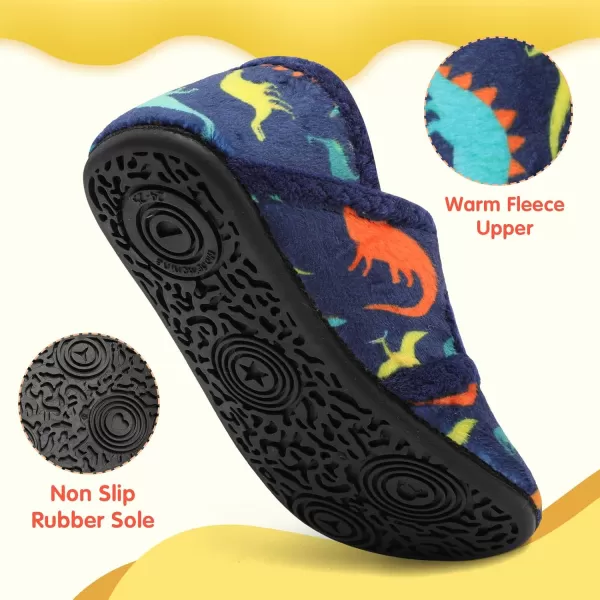 LeIsfIt Toddler Slippers Boys Girls Wide Slippers Adjustable House Shoes Baby Warm Winter Slippers Non-Slip Indoor Home Slipper Shoes