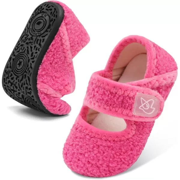 LeIsfIt Toddler Slippers Boys Girls Wide Slippers Adjustable House Shoes Baby Warm Winter Slippers Non-Slip Indoor Home Slipper Shoes