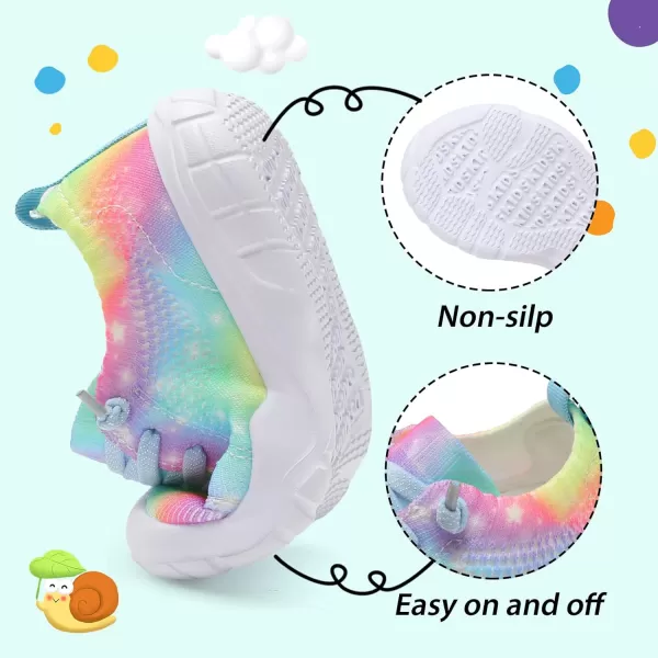 imageLeIsfIt Toddler Shoes Boys Girls Wide Shoes Breathable Barefoot Shoes Kids Sneakers Lightweight Walking Tennis Shoes Slip On ShoesArainbow