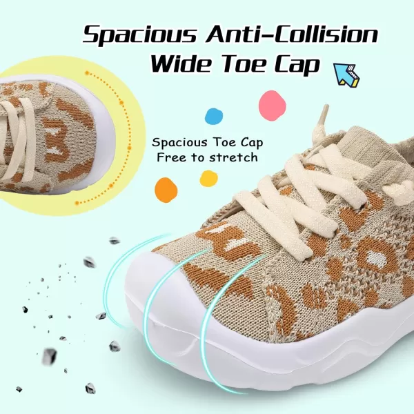 imageLeIsfIt Toddler Shoes Boys Girls Wide Shoes Breathable Barefoot Shoes Kids Sneakers Lightweight Walking Tennis Shoes Slip On ShoesBrownleopard