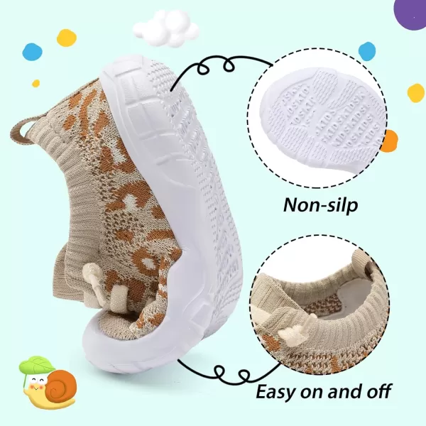 imageLeIsfIt Toddler Shoes Boys Girls Wide Shoes Breathable Barefoot Shoes Kids Sneakers Lightweight Walking Tennis Shoes Slip On ShoesBrownleopard