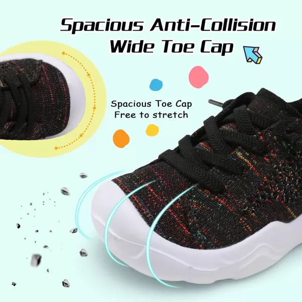 imageLeIsfIt Toddler Shoes Boys Girls Wide Shoes Breathable Barefoot Shoes Kids Sneakers Lightweight Walking Tennis Shoes Slip On ShoesColor Black