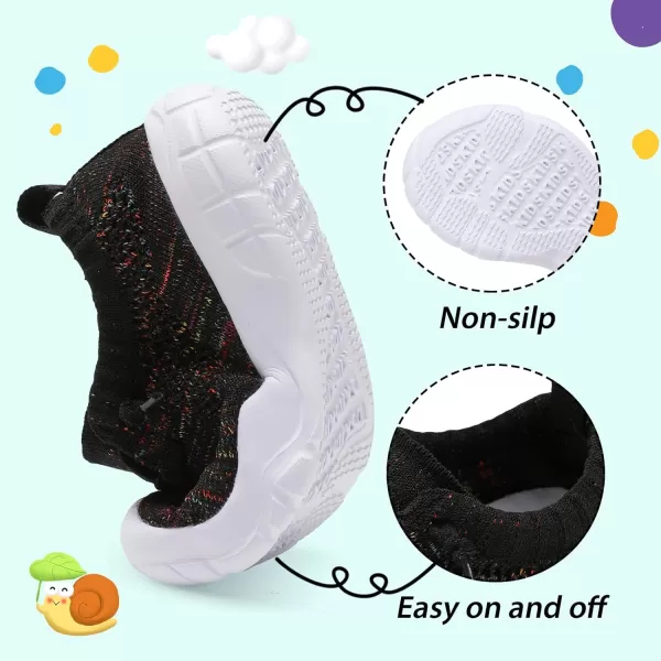 imageLeIsfIt Toddler Shoes Boys Girls Wide Shoes Breathable Barefoot Shoes Kids Sneakers Lightweight Walking Tennis Shoes Slip On ShoesColor Black