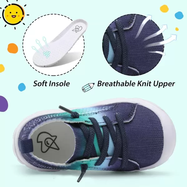 imageLeIsfIt Toddler Shoes Boys Girls Wide Shoes Breathable Barefoot Shoes Kids Sneakers Lightweight Walking Tennis Shoes Slip On ShoesGradient Blue