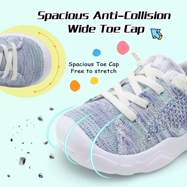 imageLeIsfIt Toddler Shoes Boys Girls Wide Shoes Breathable Barefoot Shoes Kids Sneakers Lightweight Walking Tennis Shoes Slip On ShoesLightblue