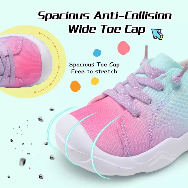 imageLeIsfIt Toddler Shoes Boys Girls Wide Shoes Breathable Barefoot Shoes Kids Sneakers Lightweight Walking Tennis Shoes Slip On ShoesRainbow Blue