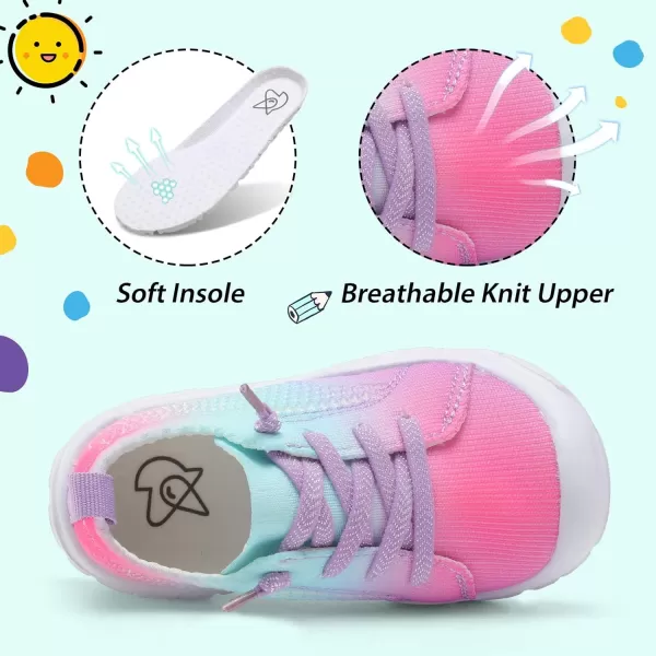 imageLeIsfIt Toddler Shoes Boys Girls Wide Shoes Breathable Barefoot Shoes Kids Sneakers Lightweight Walking Tennis Shoes Slip On ShoesRainbow Blue