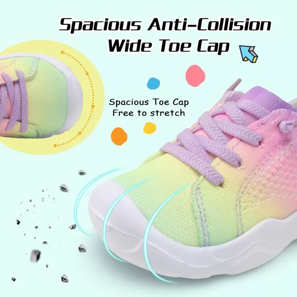 imageLeIsfIt Toddler Shoes Boys Girls Wide Shoes Breathable Barefoot Shoes Kids Sneakers Lightweight Walking Tennis Shoes Slip On ShoesRainbow Purple