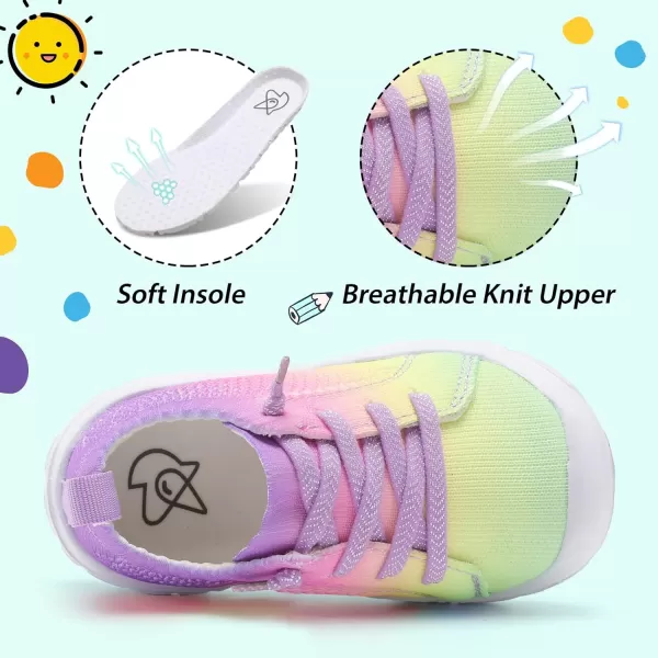 imageLeIsfIt Toddler Shoes Boys Girls Wide Shoes Breathable Barefoot Shoes Kids Sneakers Lightweight Walking Tennis Shoes Slip On ShoesRainbow Purple