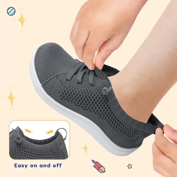 imageLeIsfIt Toddler Shoes Girls Boys Wide Shoes Kids Barefoot Shoes Zero Drop Minimalist Sneakers Slip on Tennis ShoesAdarkgrey