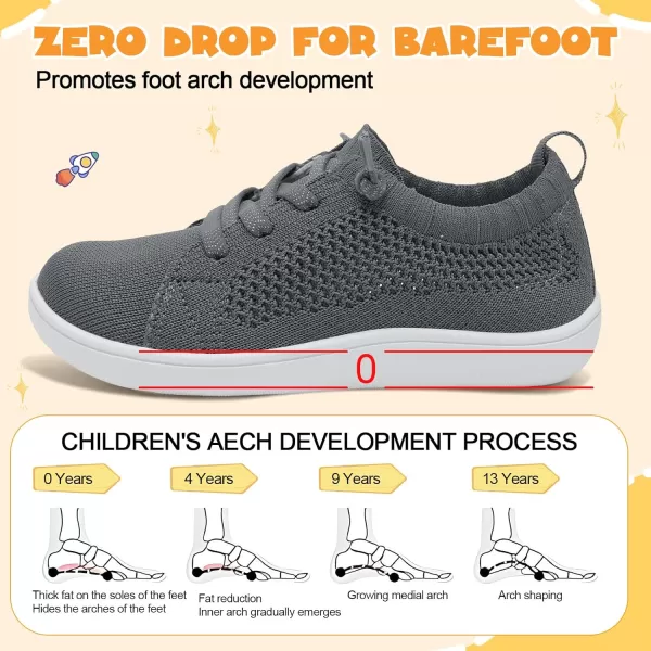 imageLeIsfIt Toddler Shoes Girls Boys Wide Shoes Kids Barefoot Shoes Zero Drop Minimalist Sneakers Slip on Tennis ShoesAdarkgrey