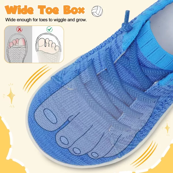 imageLeIsfIt Toddler Shoes Girls Boys Wide Shoes Kids Barefoot Shoes Zero Drop Minimalist Sneakers Slip on Tennis ShoesBlue