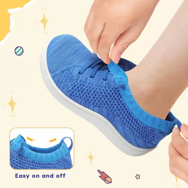 imageLeIsfIt Toddler Shoes Girls Boys Wide Shoes Kids Barefoot Shoes Zero Drop Minimalist Sneakers Slip on Tennis ShoesBlue