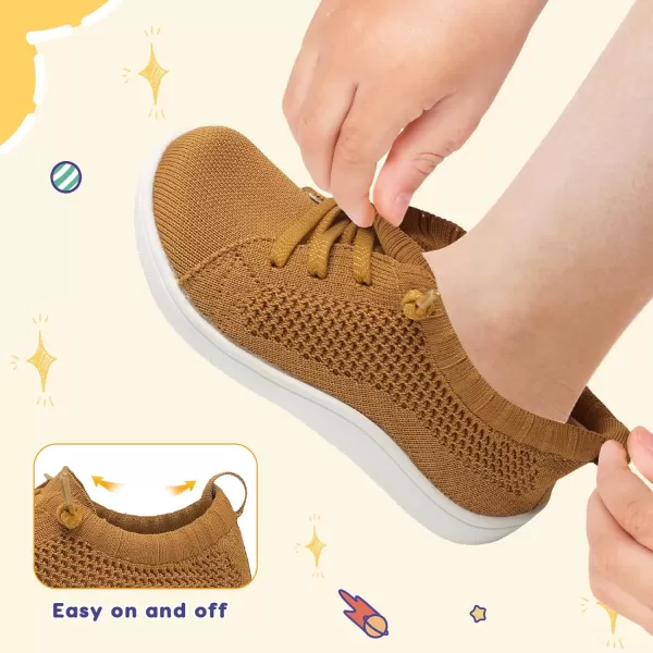 imageLeIsfIt Toddler Shoes Girls Boys Wide Shoes Kids Barefoot Shoes Zero Drop Minimalist Sneakers Slip on Tennis ShoesBrown