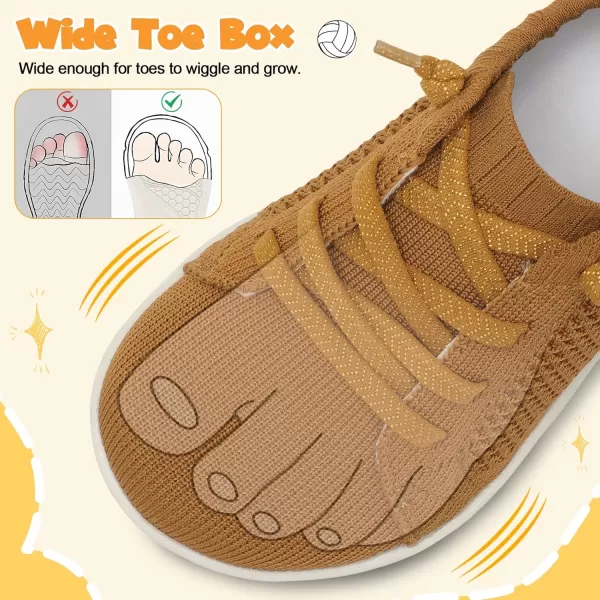 imageLeIsfIt Toddler Shoes Girls Boys Wide Shoes Kids Barefoot Shoes Zero Drop Minimalist Sneakers Slip on Tennis ShoesBrown