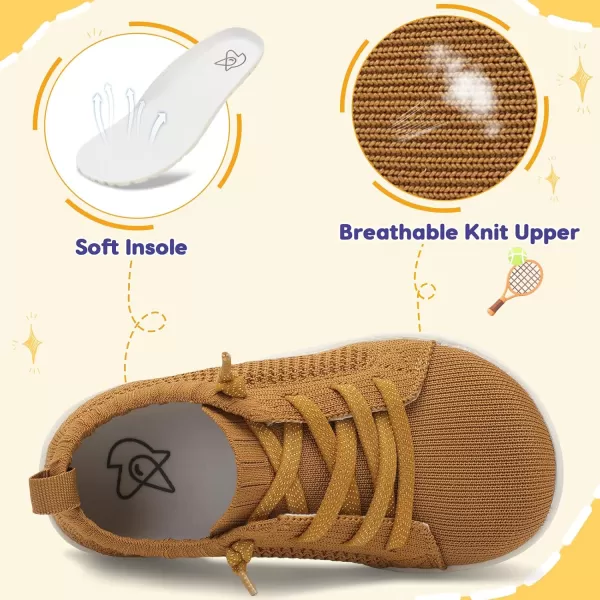 imageLeIsfIt Toddler Shoes Girls Boys Wide Shoes Kids Barefoot Shoes Zero Drop Minimalist Sneakers Slip on Tennis ShoesBrown