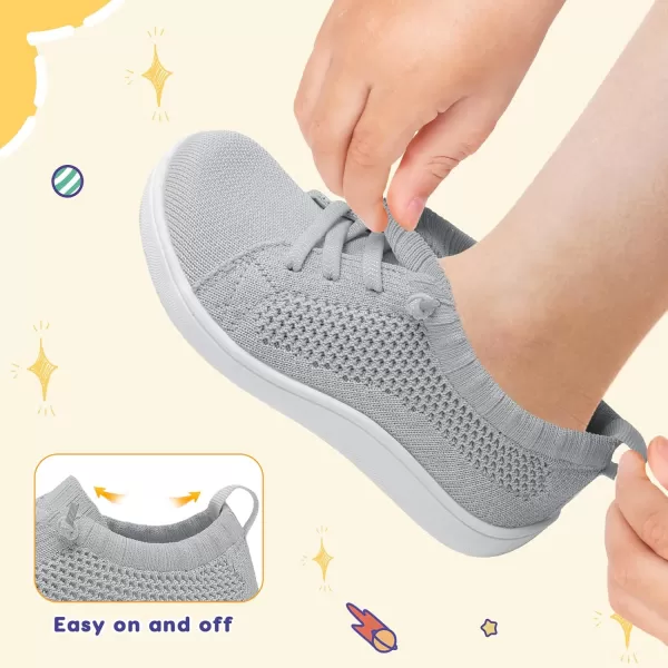 imageLeIsfIt Toddler Shoes Girls Boys Wide Shoes Kids Barefoot Shoes Zero Drop Minimalist Sneakers Slip on Tennis ShoesCgrey