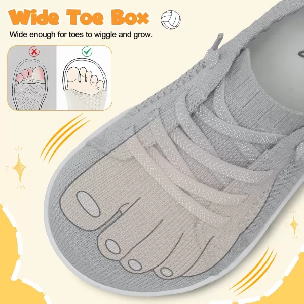 imageLeIsfIt Toddler Shoes Girls Boys Wide Shoes Kids Barefoot Shoes Zero Drop Minimalist Sneakers Slip on Tennis ShoesCgrey