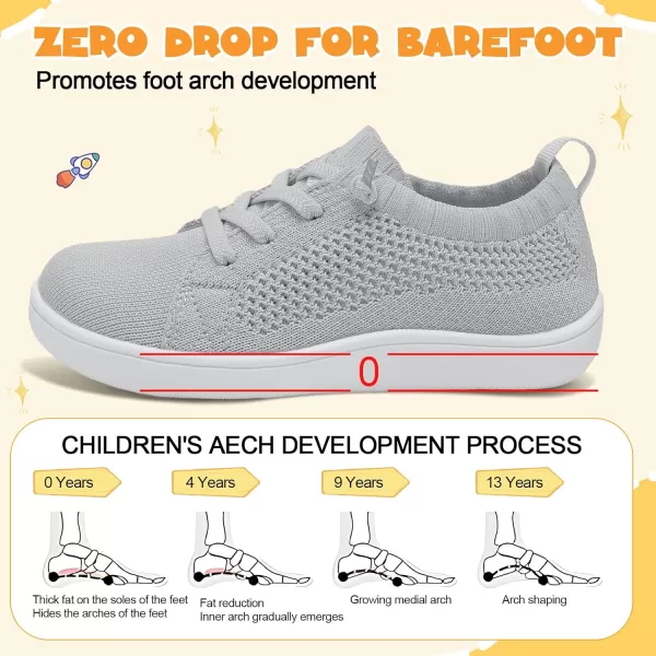 imageLeIsfIt Toddler Shoes Girls Boys Wide Shoes Kids Barefoot Shoes Zero Drop Minimalist Sneakers Slip on Tennis ShoesCgrey