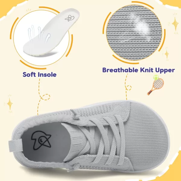 imageLeIsfIt Toddler Shoes Girls Boys Wide Shoes Kids Barefoot Shoes Zero Drop Minimalist Sneakers Slip on Tennis ShoesCgrey