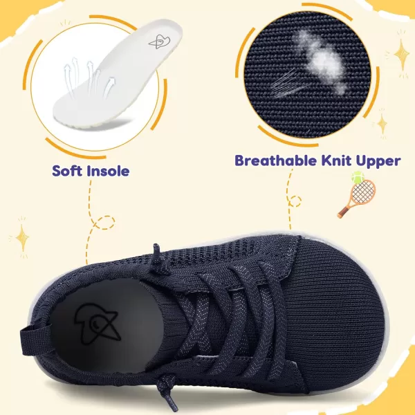 imageLeIsfIt Toddler Shoes Girls Boys Wide Shoes Kids Barefoot Shoes Zero Drop Minimalist Sneakers Slip on Tennis ShoesCnavy