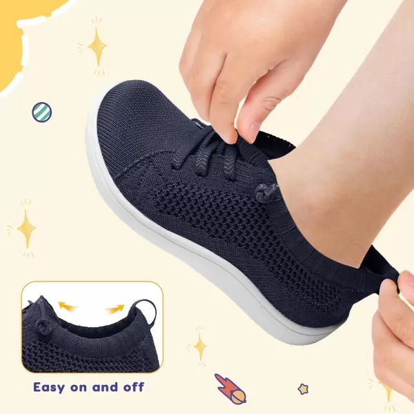 imageLeIsfIt Toddler Shoes Girls Boys Wide Shoes Kids Barefoot Shoes Zero Drop Minimalist Sneakers Slip on Tennis ShoesCnavy