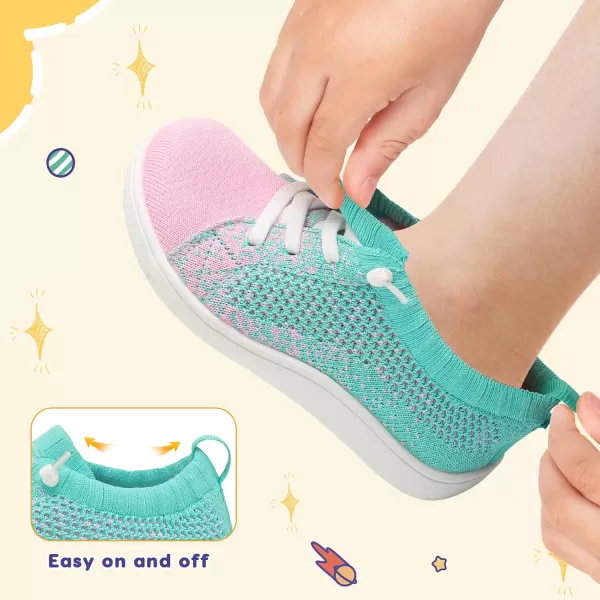 imageLeIsfIt Toddler Shoes Girls Boys Wide Shoes Kids Barefoot Shoes Zero Drop Minimalist Sneakers Slip on Tennis ShoesGreenpink