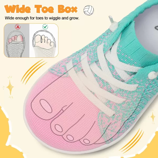 imageLeIsfIt Toddler Shoes Girls Boys Wide Shoes Kids Barefoot Shoes Zero Drop Minimalist Sneakers Slip on Tennis ShoesGreenpink