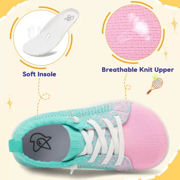 imageLeIsfIt Toddler Shoes Girls Boys Wide Shoes Kids Barefoot Shoes Zero Drop Minimalist Sneakers Slip on Tennis ShoesGreenpink