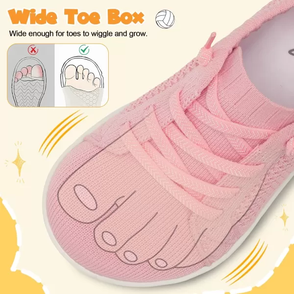 imageLeIsfIt Toddler Shoes Girls Boys Wide Shoes Kids Barefoot Shoes Zero Drop Minimalist Sneakers Slip on Tennis ShoesPink