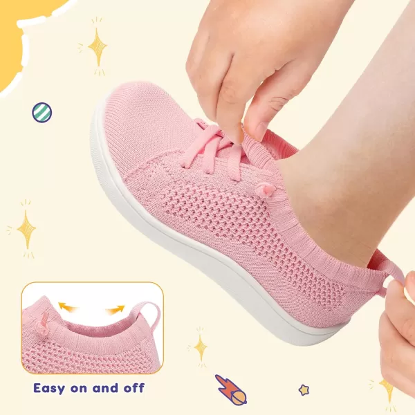 imageLeIsfIt Toddler Shoes Girls Boys Wide Shoes Kids Barefoot Shoes Zero Drop Minimalist Sneakers Slip on Tennis ShoesPink