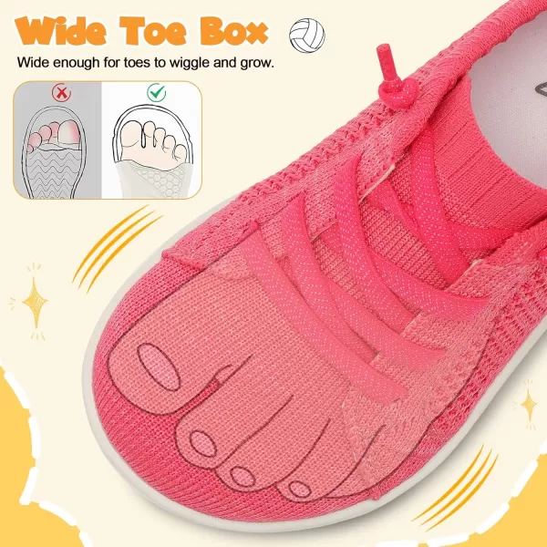 imageLeIsfIt Toddler Shoes Girls Boys Wide Shoes Kids Barefoot Shoes Zero Drop Minimalist Sneakers Slip on Tennis ShoesRose